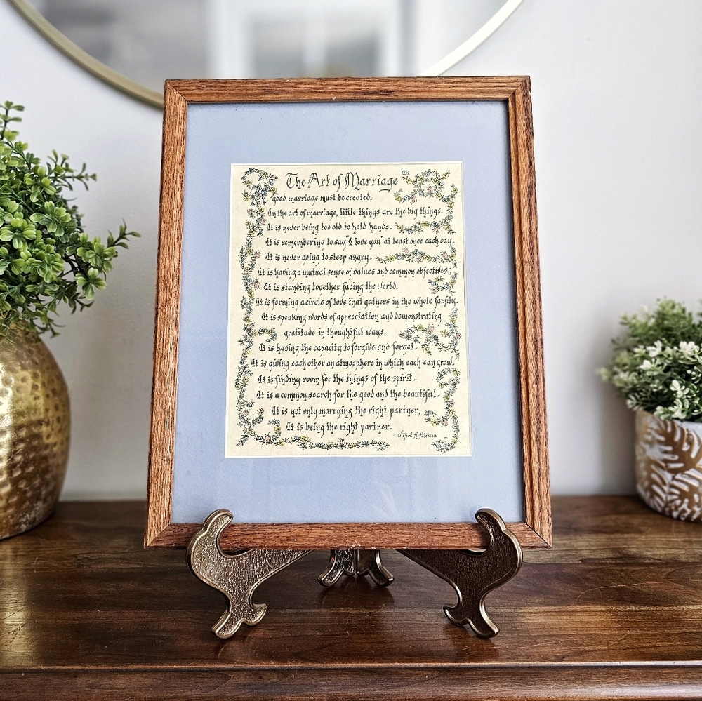 Vintage Art of Marriage Wilferd Peterson Wood Frame Creative Calligraphy USA